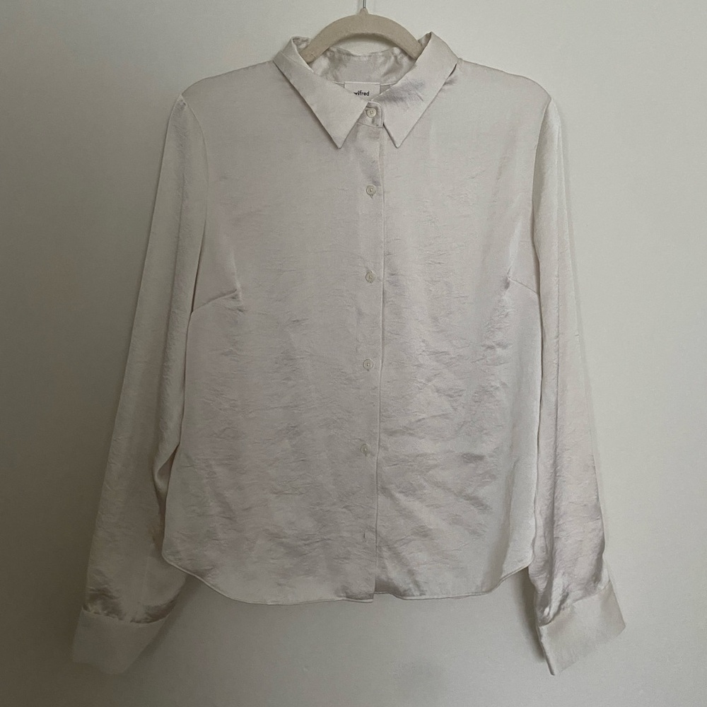 Aritzia Wilfred White Satin Shirt